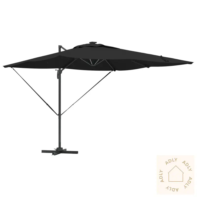 Cantilever Roma Parasoll Med Led-Lamper Svart 286X285X270 Cm Aluminium
