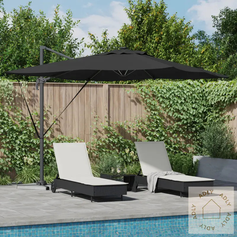 Cantilever Roma Parasoll Med Led-Lamper Svart 286X285X270 Cm Aluminium