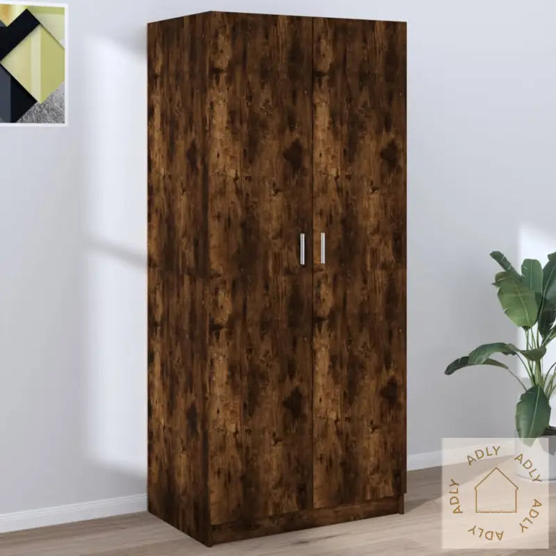 Garderobe Røkt Eik 80X52X180 Cm Konstruert Tre