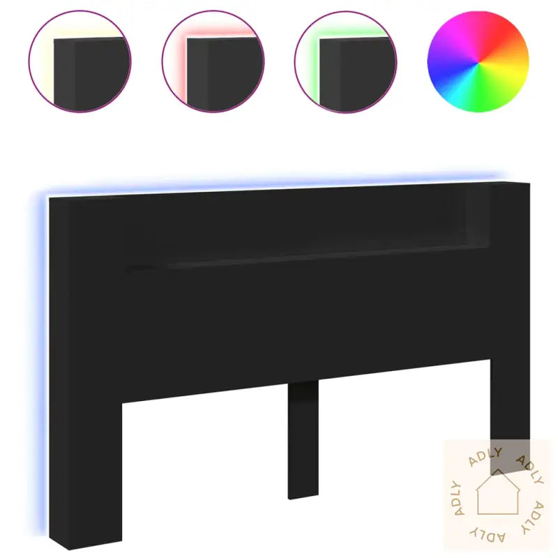 Hodegavl Skap Med Led Svart 180X16,5X103,5 Cm