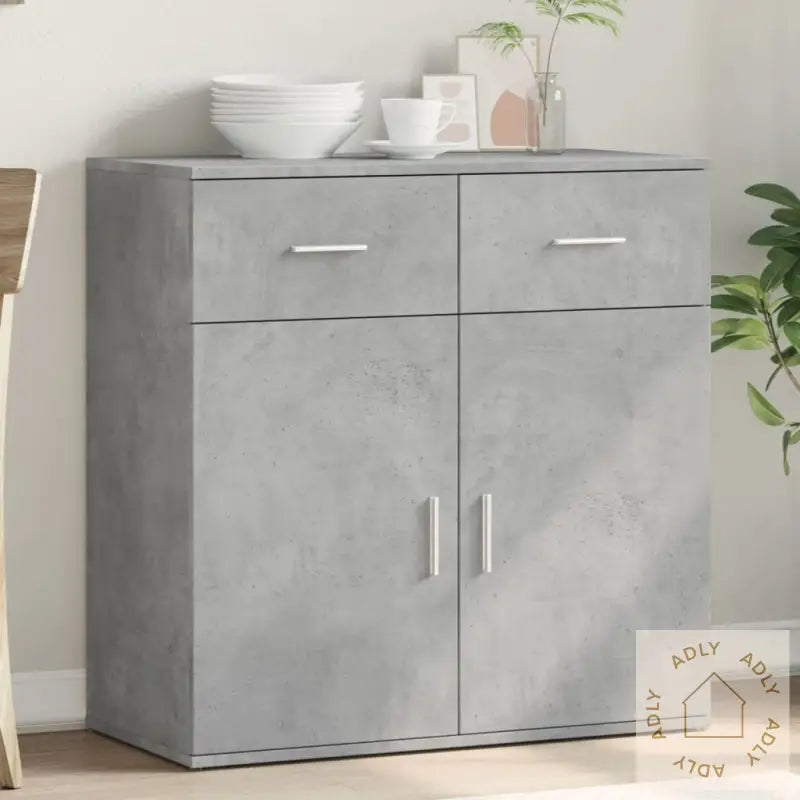 Skjenk Betonggrå 79X38X80 Cm Konstruert Tre