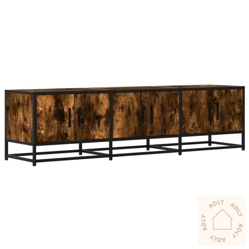 Tv-Benk Røkt Eik 150X35X41 Cm Konstruert Tre Og Metall
