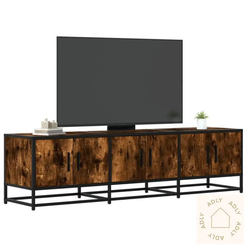 Tv-Benk Røkt Eik 150X35X41 Cm Konstruert Tre Og Metall