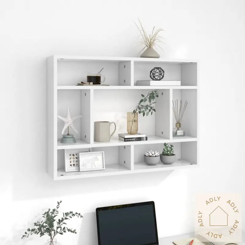 Vegghylle Hvit 75X16X55 Cm Konstruert Tre