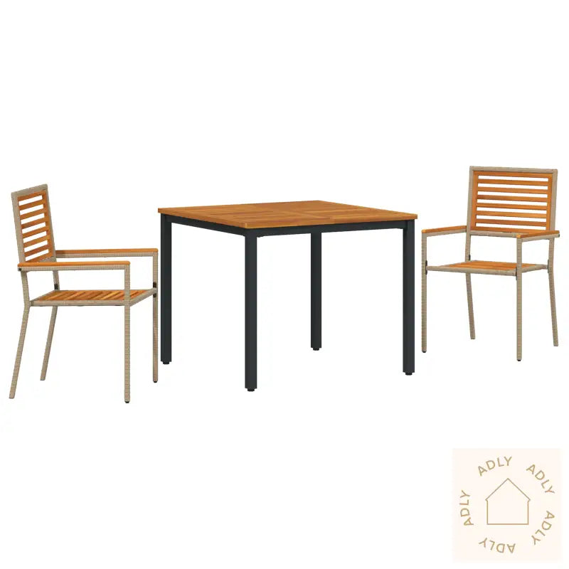 3 Delt Hage Spisegruppe Beige Poly Rottin Akacia