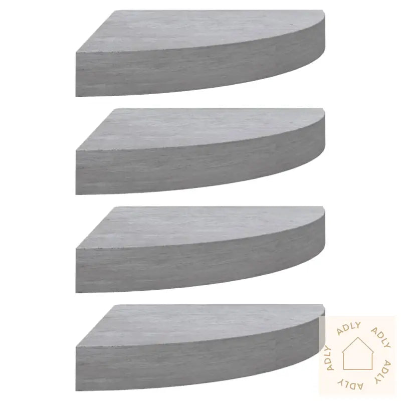 Hjørnehyller Vegghengt 4 Stk Betonggrå 35X35X3,8 Cm Mdf