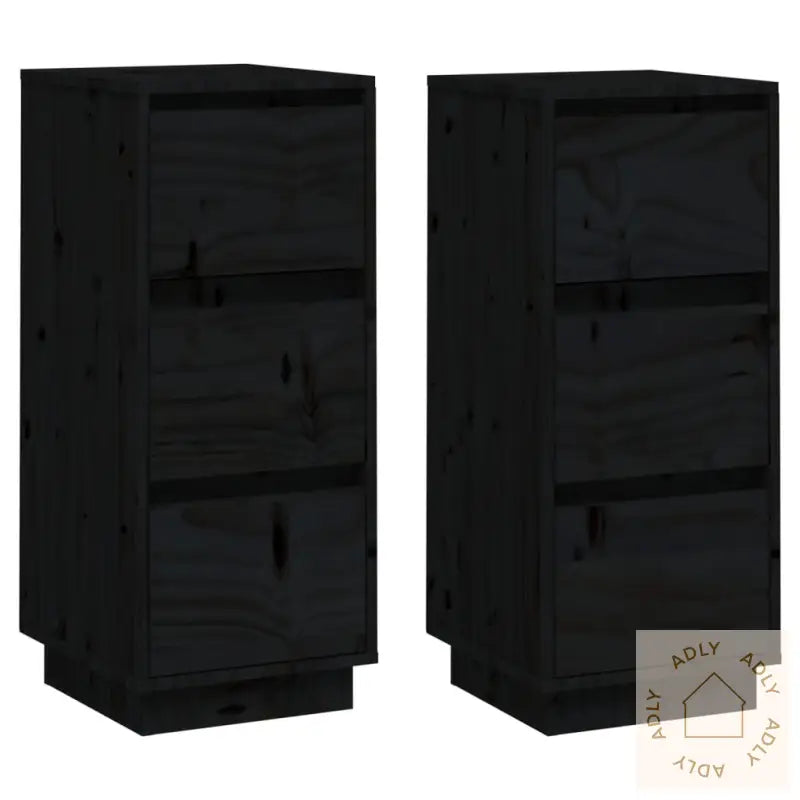 Skjenker 2 Stk Svart 32X34X75 Cm Heltre Furu
