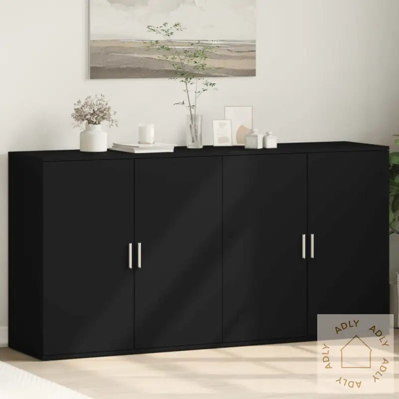 Skjenker 2 Stk Svart 79X38X80 Cm Konstruert Tre