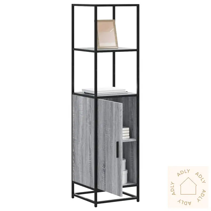 Highboard Grå Sonoma 35,5X35X139 Cm Konstruert Tre Og Metall