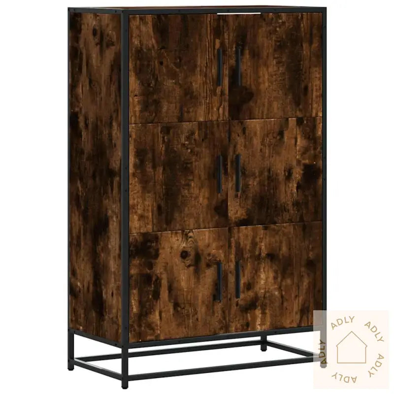 Highboard Røkt Eik 68X35X106,5 Cm Konstruert Tre Og Metall