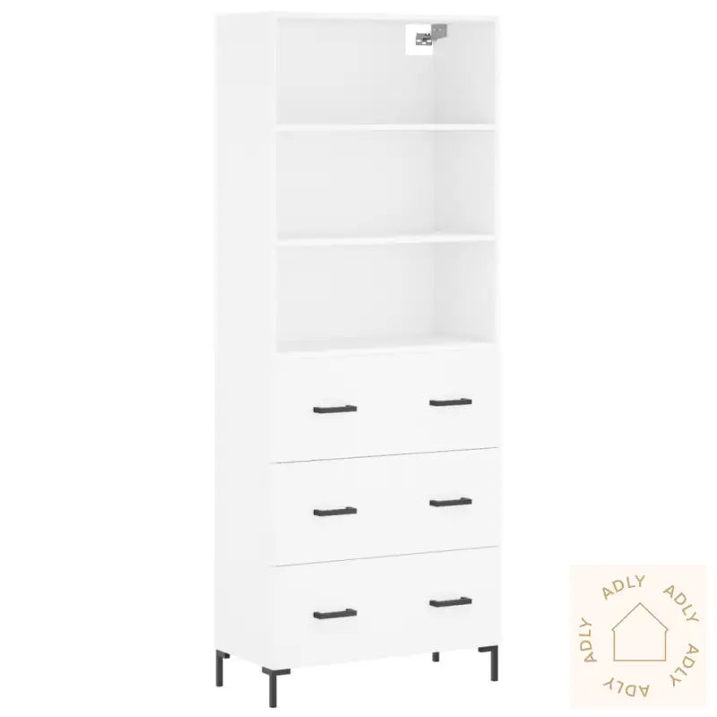 Highboard Hvit 69,5X34X180 Cm Konstruert Tre