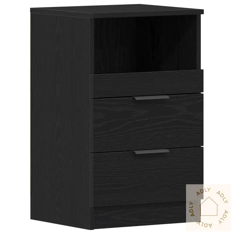 Nattbord Svart Eik 40X35X65 Cm Laget Av Konstruert Tre