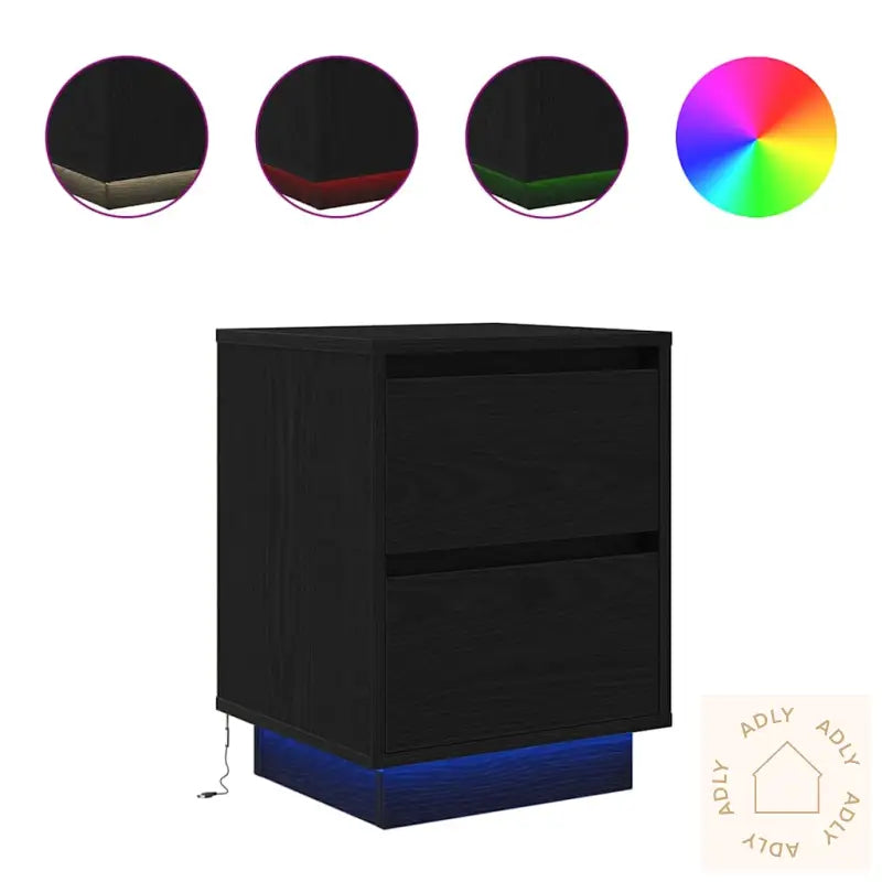 Nattskap Med Led-Lys Sort 38X34X50 Cm