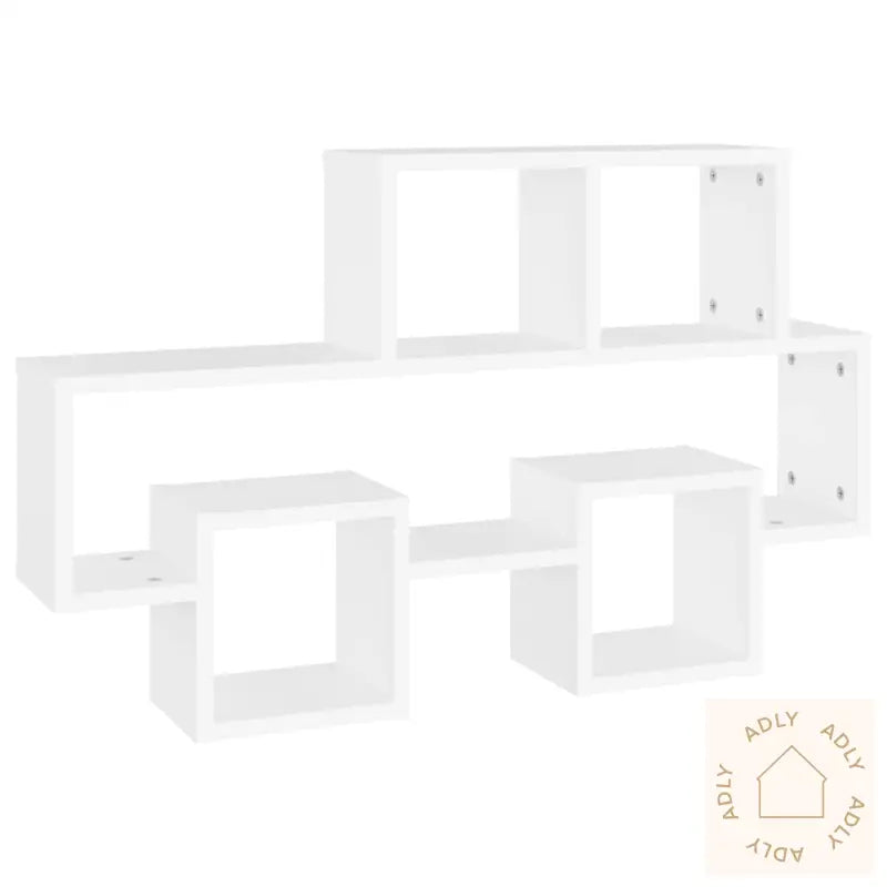 Bilformet Vegghylle Hvit 82X15X51 Cm Konstruert Tre