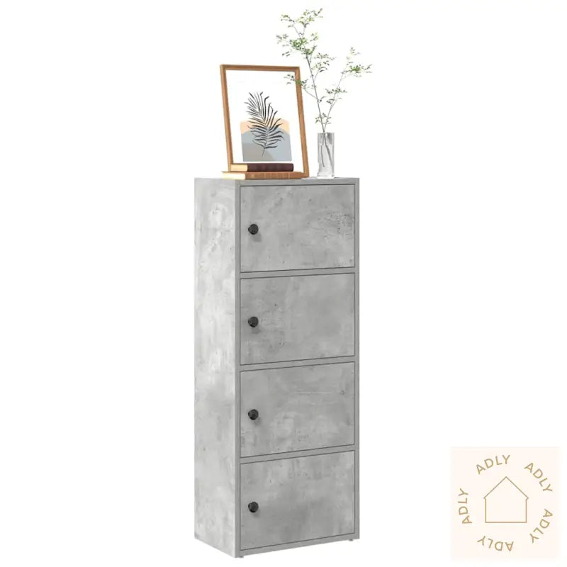 Bokhylle Betonggrå 40X24X102 Cm Konstruert Tre