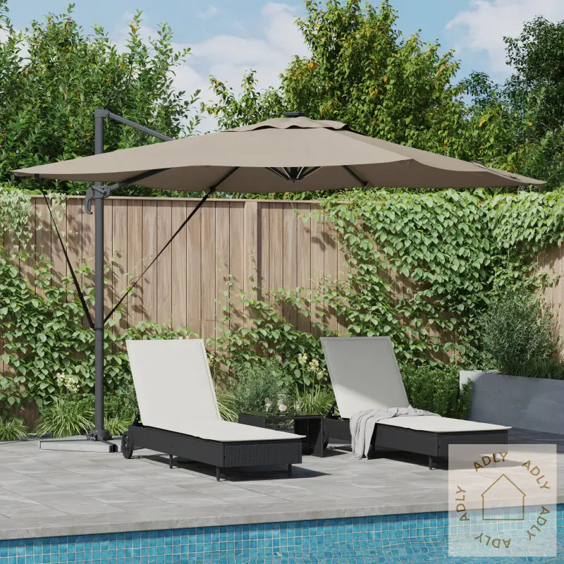 Cantilever Roma Parasoll Med Led-Lamper Taupe 286X285X270 Cm Aluminium
