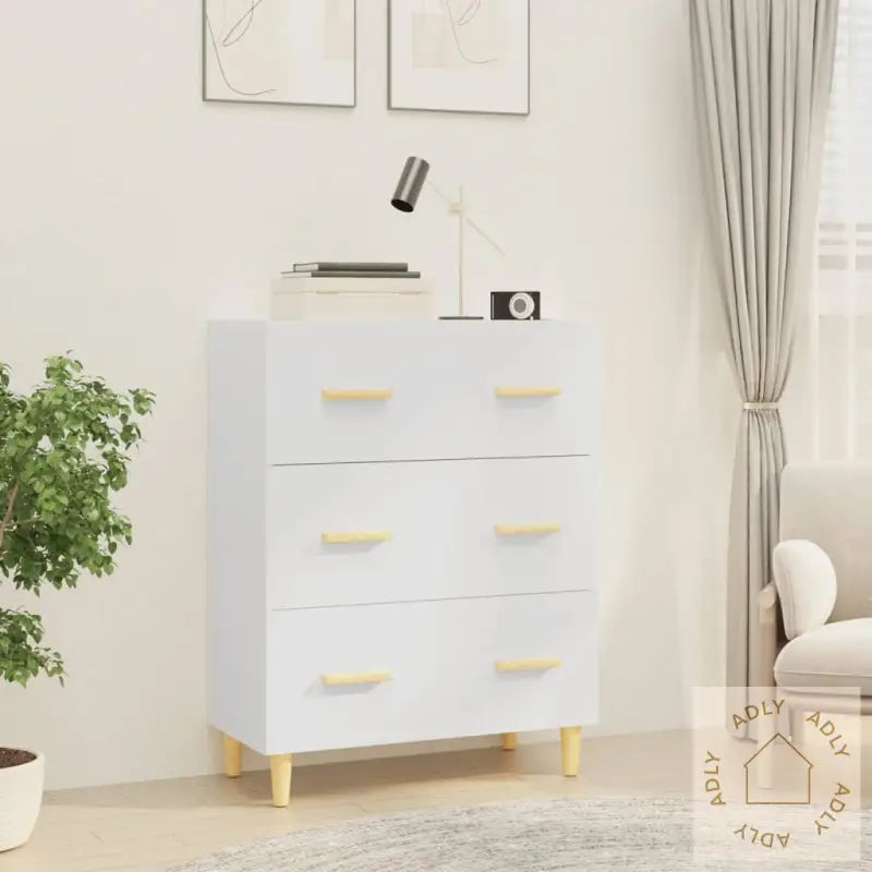 Skjenk Hvit 70X34X90 Cm Konstruert Tre