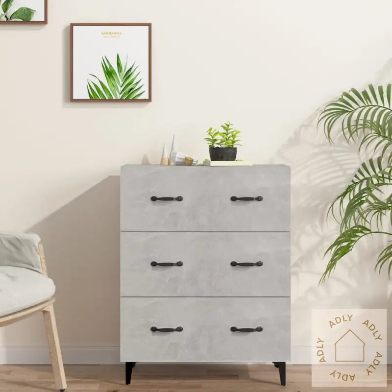 Skjenk Betonggrå 69,5X34X90 Cm Konstruert Tre