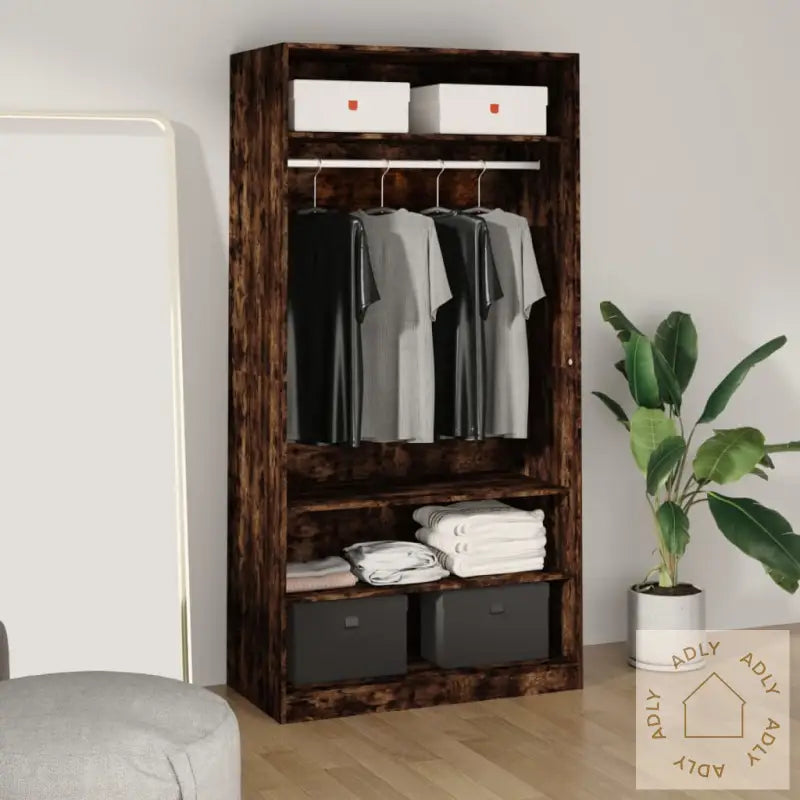 Garderobe Røkt Eik 100X50X200 Cm Konstruert Tre