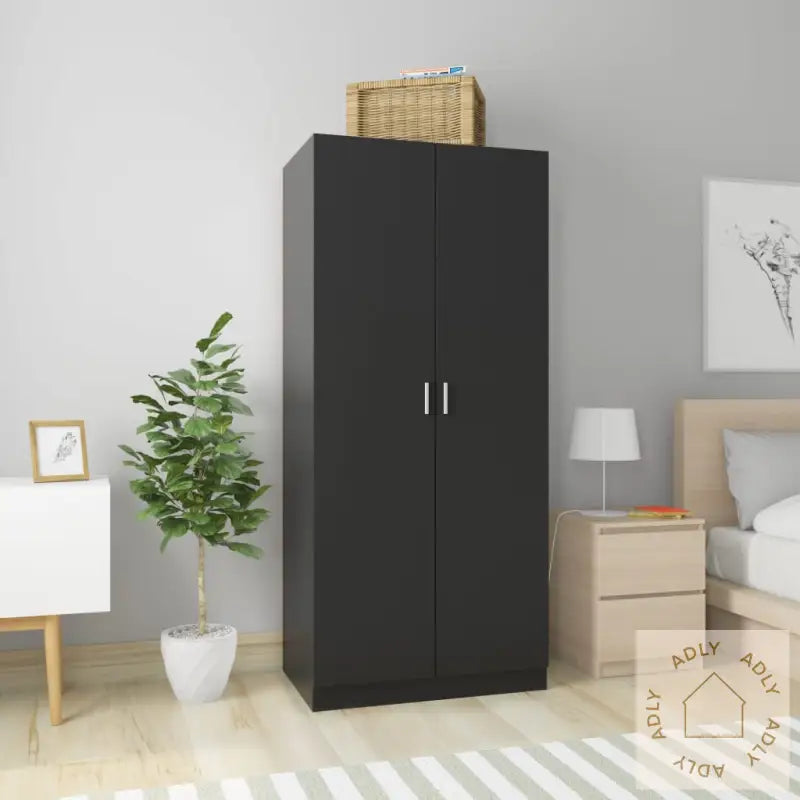 Garderobe Svart 80X52X180 Cm Konstruert Tre