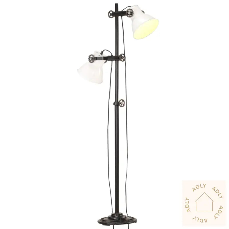 Gulvlampe Med 2 Lampeskjermer Hvit E27 Støpejern