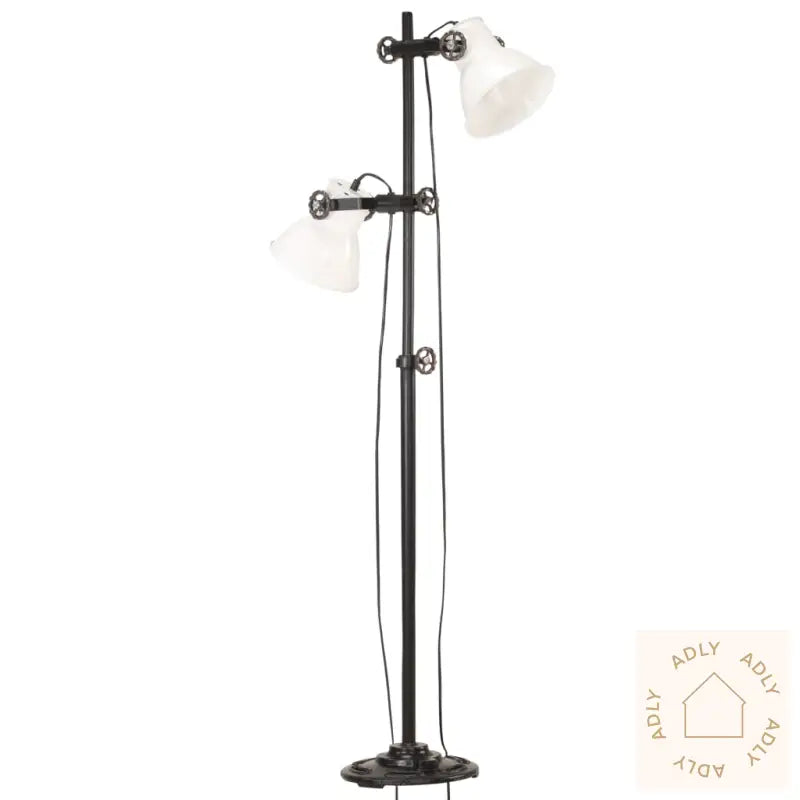 Gulvlampe Med 2 Lampeskjermer Hvit E27 Støpejern