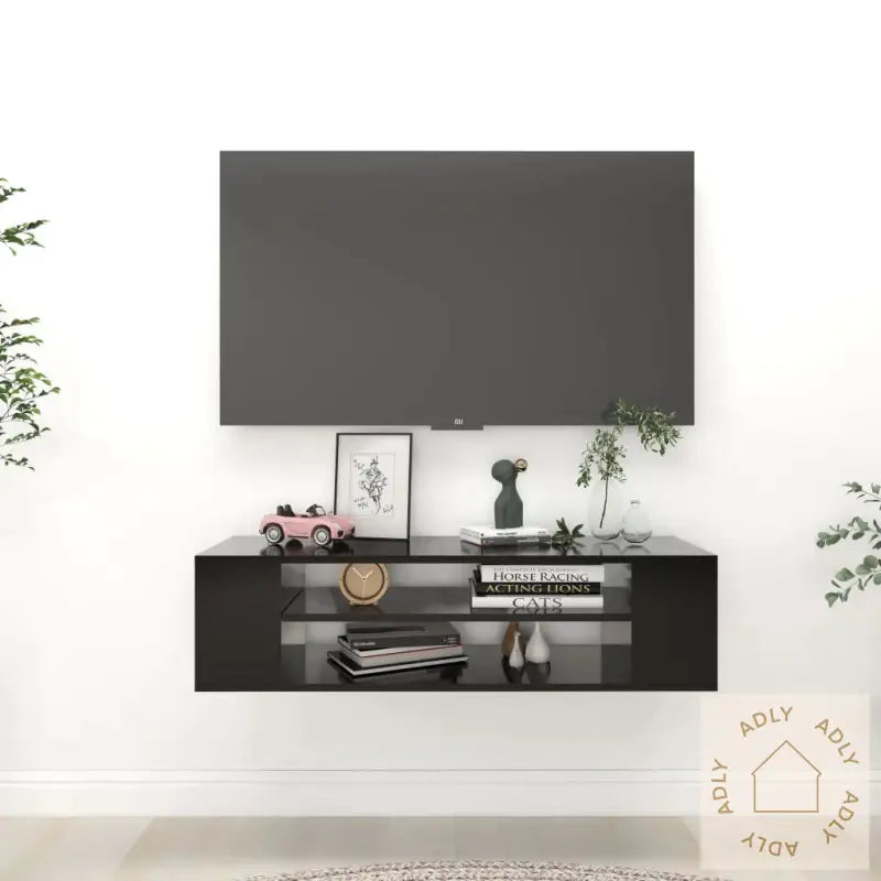 Hengende Tv-Benk Svart 100X30X26,5 Cm Konstruert Tre