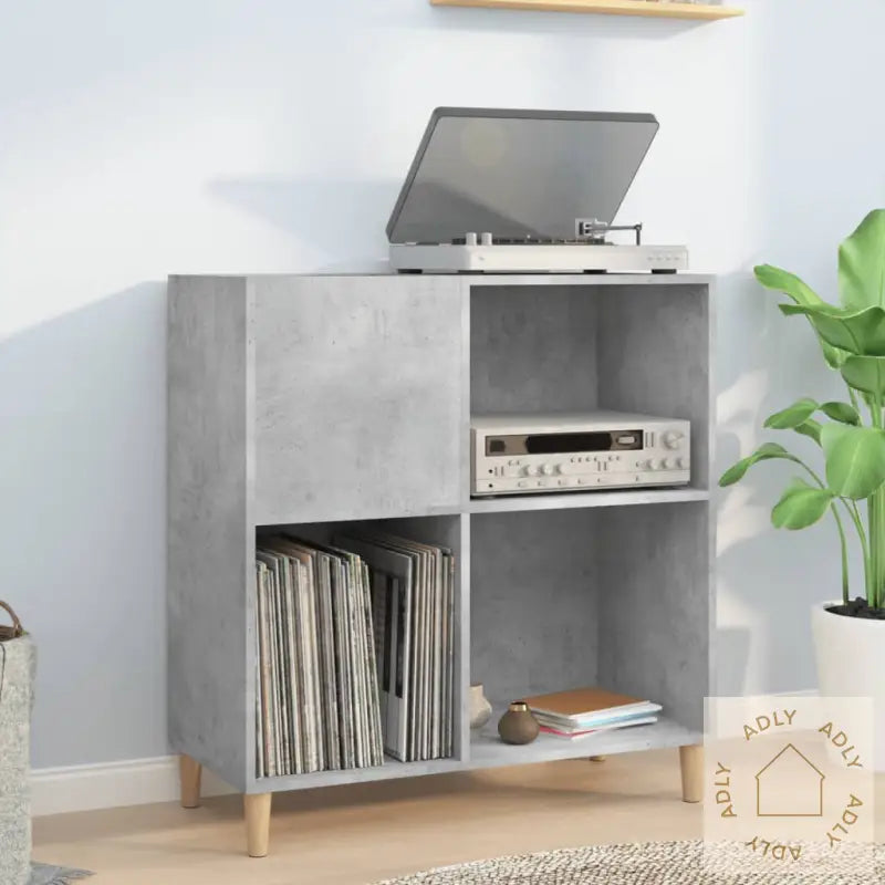 Hifi-Benk Betonggrå 84,5X38X89 Cm Konstruert Tre