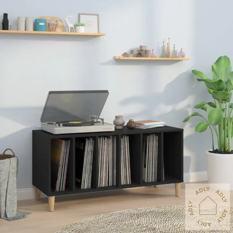 Hifi-Benk Svart 100X38X48 Cm Konstruert Tre