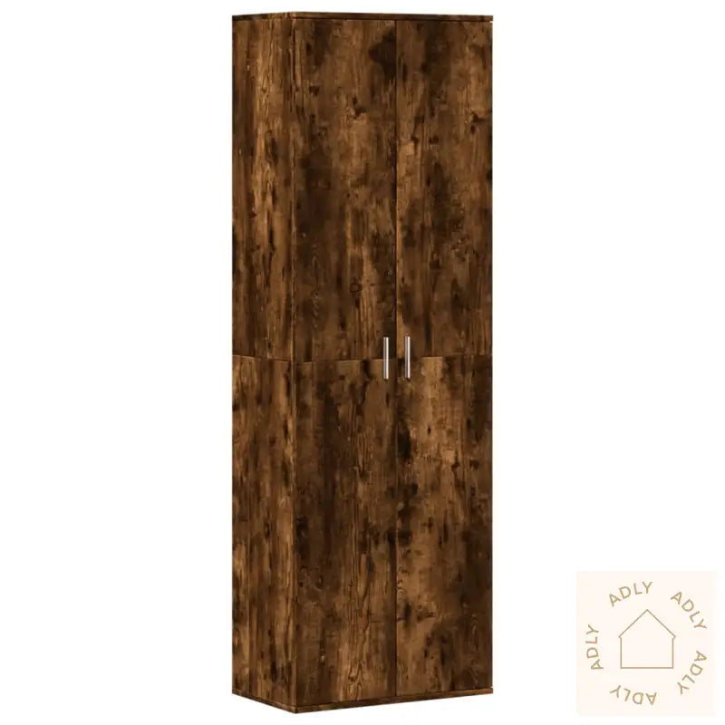 Highboard Røkt Eik 60X35X180 Cm Konstruert Tre