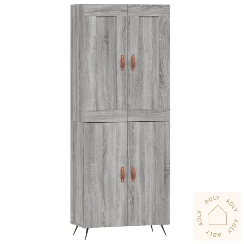 Highboard Grå Sonoma 69,5X34X180 Cm Konstruert Tre