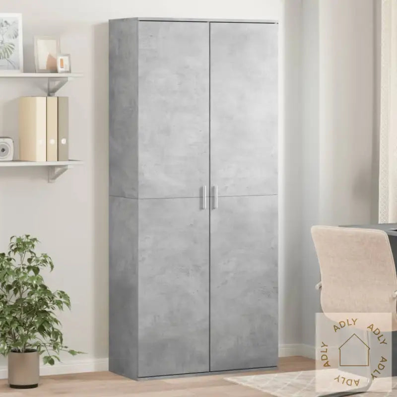 Highboard Betonggrå 80X35X180 Cm Konstruert Tre