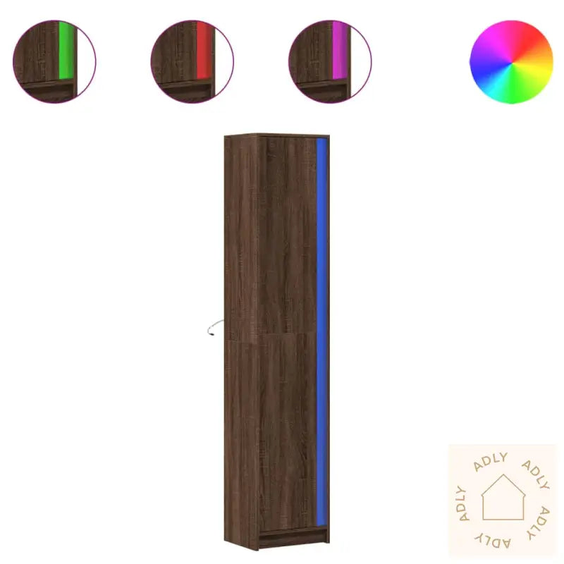 Garderobe Med Led Brun Eik 41,5X32,5X200 Cm Konstruert Tre