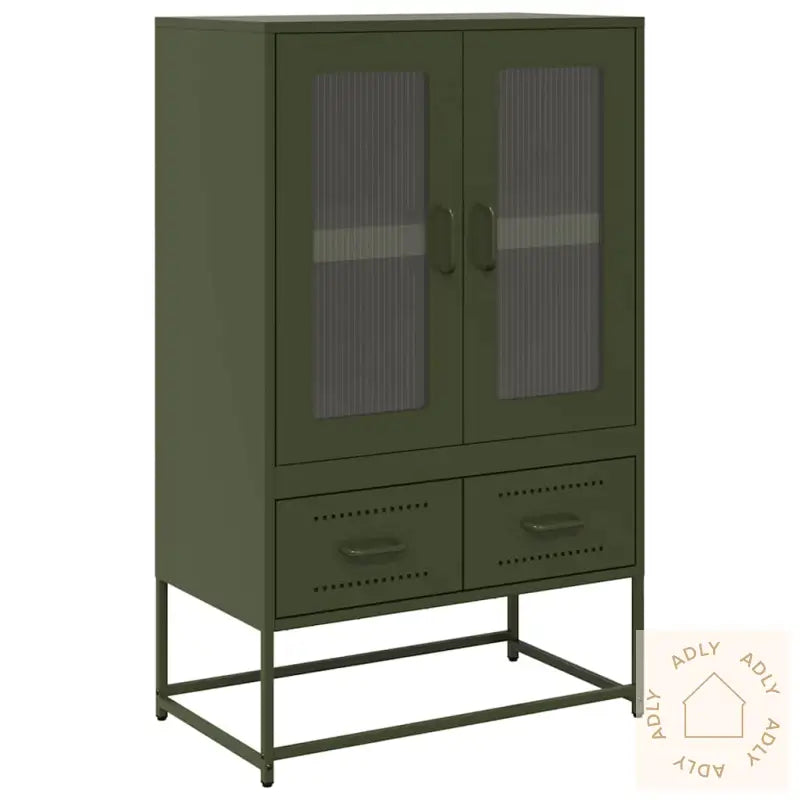 Highboard Olivengrønn 68X39X111,5 Cm Stål