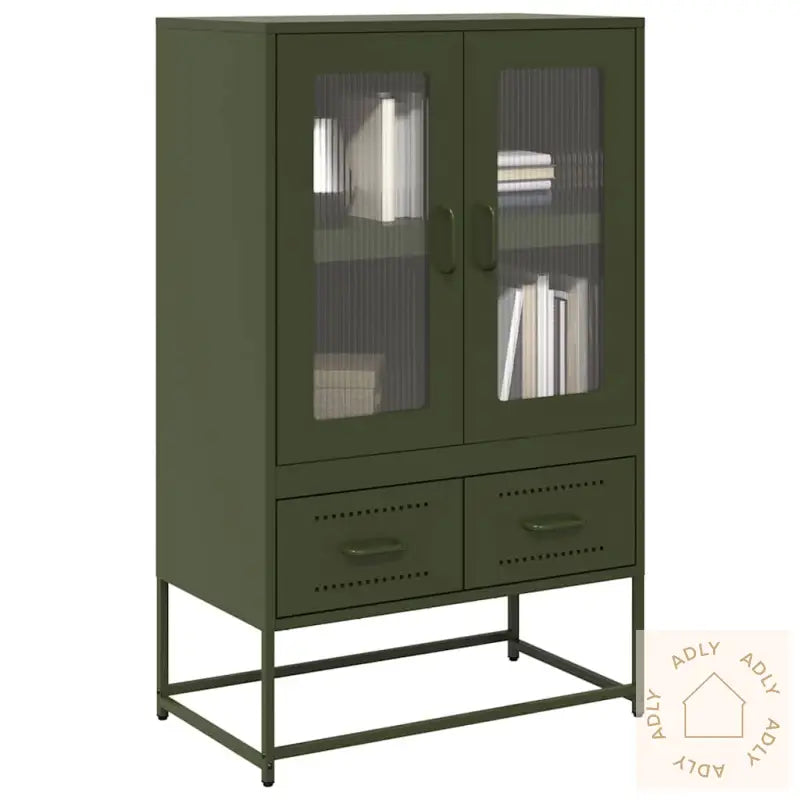 Highboard Olivengrønn 68X39X111,5 Cm Stål