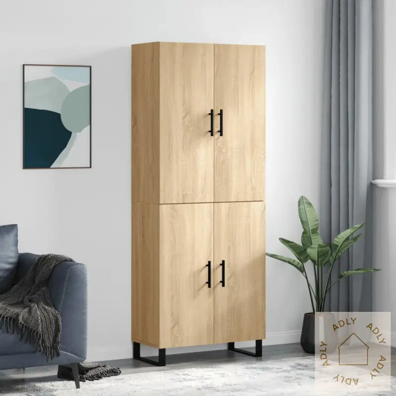 Highboard Sonoma Eik 69,5X34X180 Cm Konstruert Tre