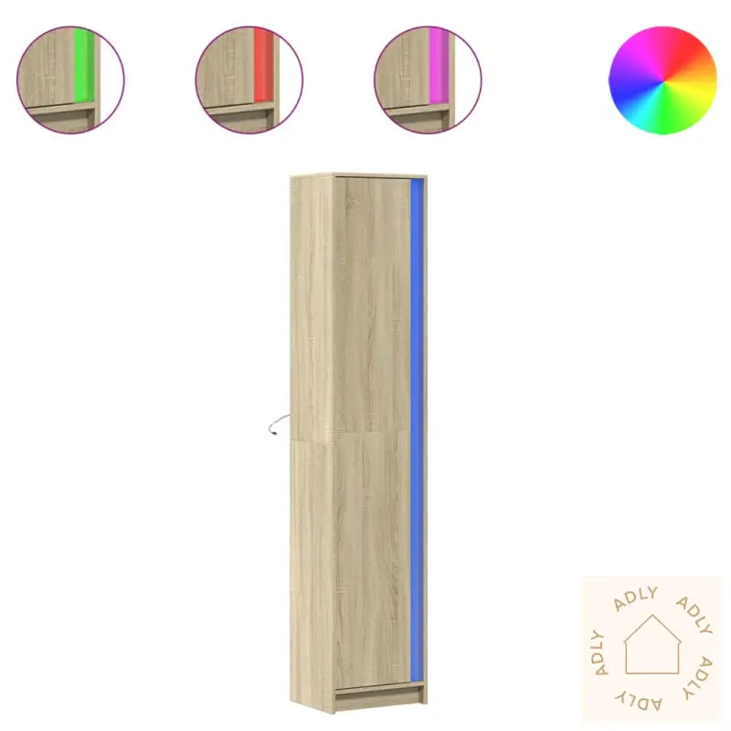 Garderobe Med Led Sonoma Eik 41,5X32,5X200 Cm Konstruert Tre