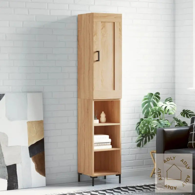 Highboard Sonoma Eik 34,5X34X180 Cm Konstruert Tre