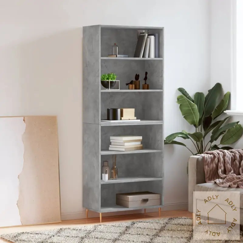 Highboard Betonggrå 69,5X32,5X180 Cm Konstruert Tre