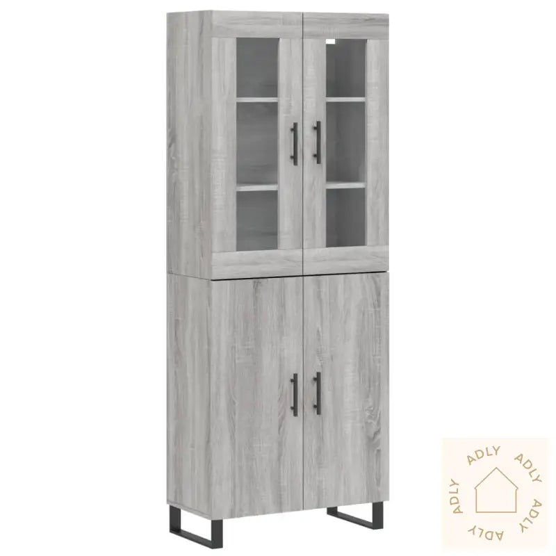 Highboard Grå Sonoma 69,5X34X180 Cm Konstruert Tre
