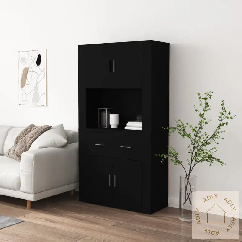Highboard Svart Konstruert Tre