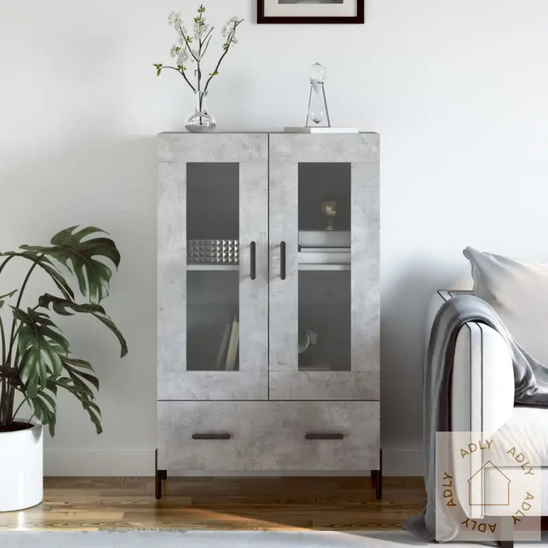 Highboard Betonggrå 69,5X31X115 Cm Konstruert Tre