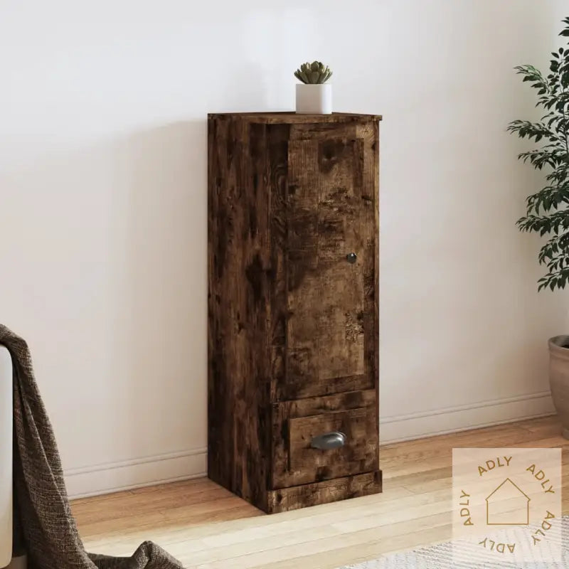 Highboard Røkt Eik 36X35,5X103,5 Cm Konstruert Tre