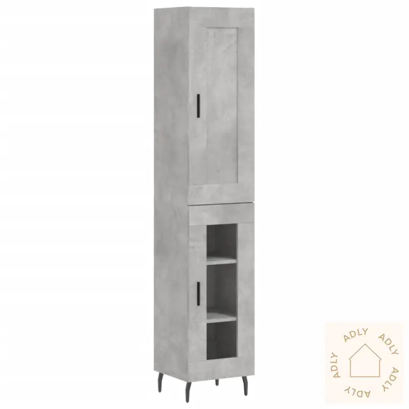 Highboard Betonggrå 34,5X34X180 Cm Konstruert Tre