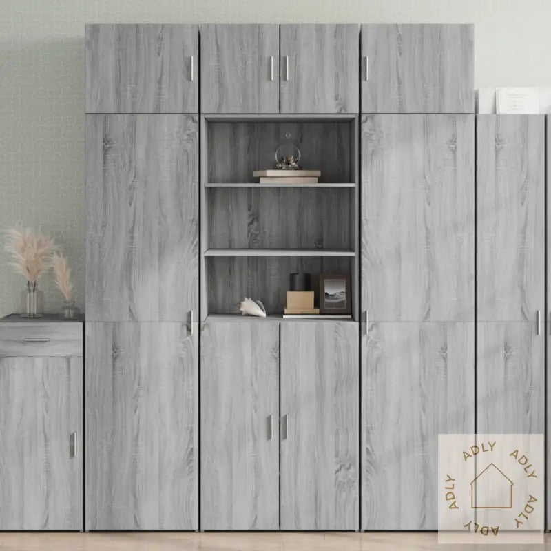 Highboard Grå Sonoma 70X42,5X185 Cm Konstruert Tre