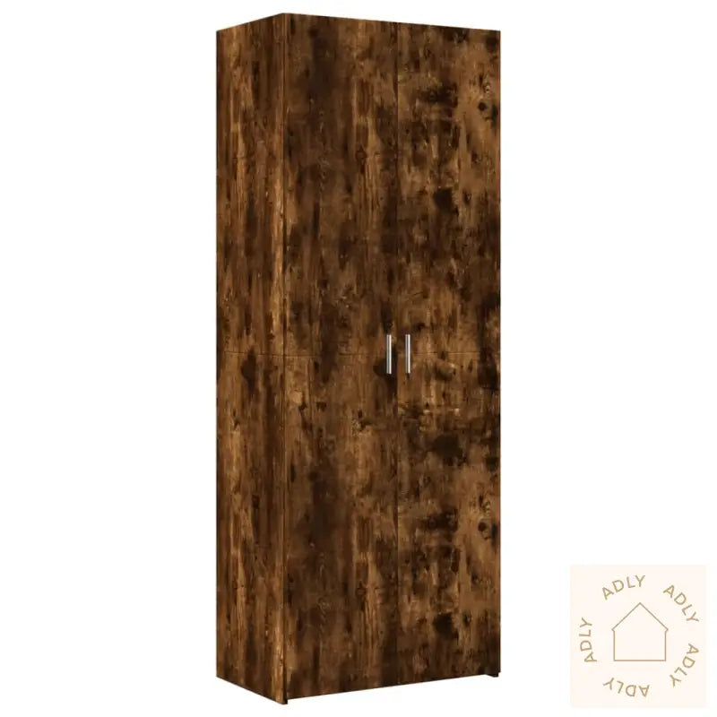 Highboard Røkt Eik 70X42,5X185 Cm Konstruert Tre