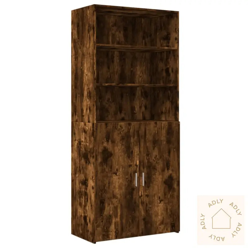 Highboard Røkt Eik 80X42,5X185 Cm Konstruert Tre
