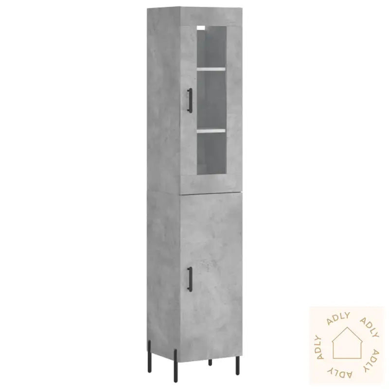 Highboard Betonggrå 34,5X34X180 Cm Konstruert Tre