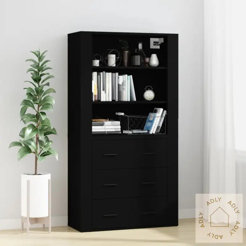Highboard Svart Konstruert Tre