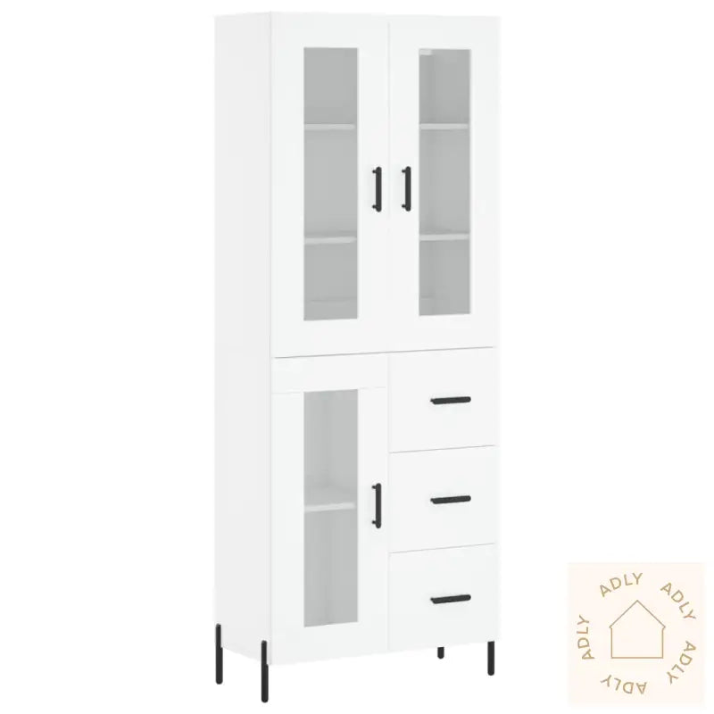 Highboard Hvit 69,5X34X180 Cm Konstruert Tre